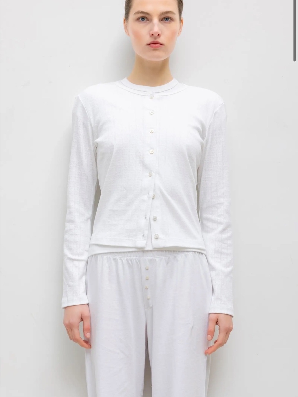 Leset white Pointelle cardigan